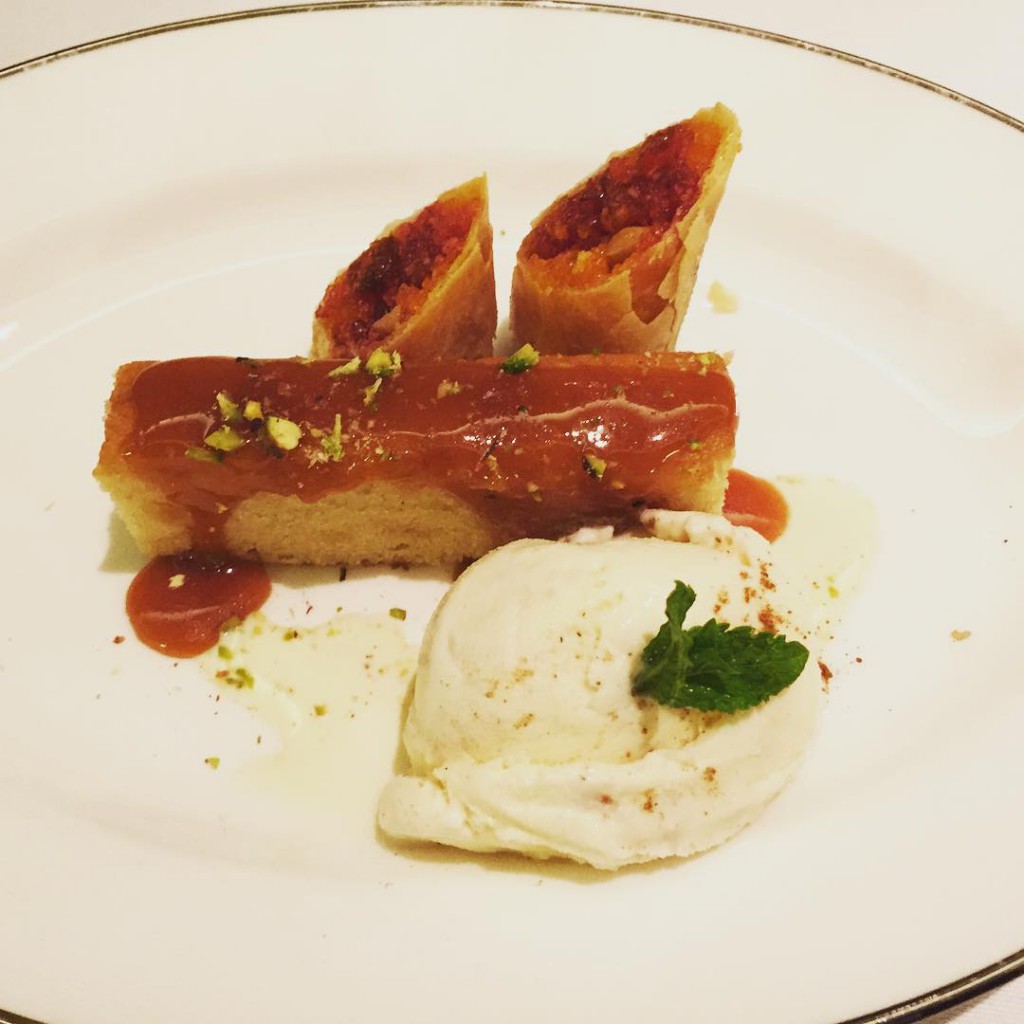Carrot halwa in a spring roll with clove ice cream - a creation by celebrity chef #VivekSingh from London. Article coming soon! #thecinnamonclub #celebchef #IHBloves #bangalore